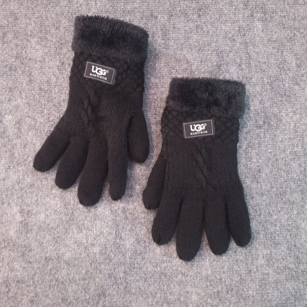 Ugg Black Knit Gloves O/S One Size Womens Ladies